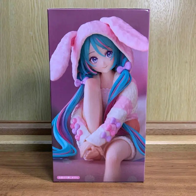 In Stock FuRyu Noodle Stopper Hatsune Miku Rabbit Ear Pajamas Ver. PVC 11CM Anime Action Figures Model Collection Toy