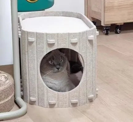 Cat House for Indoor Cats, Cat Bed Cave for Cats, Scratch Resistant Peekaboo Cat Caves, Foldable Cat Tunnel Enclosed Bed