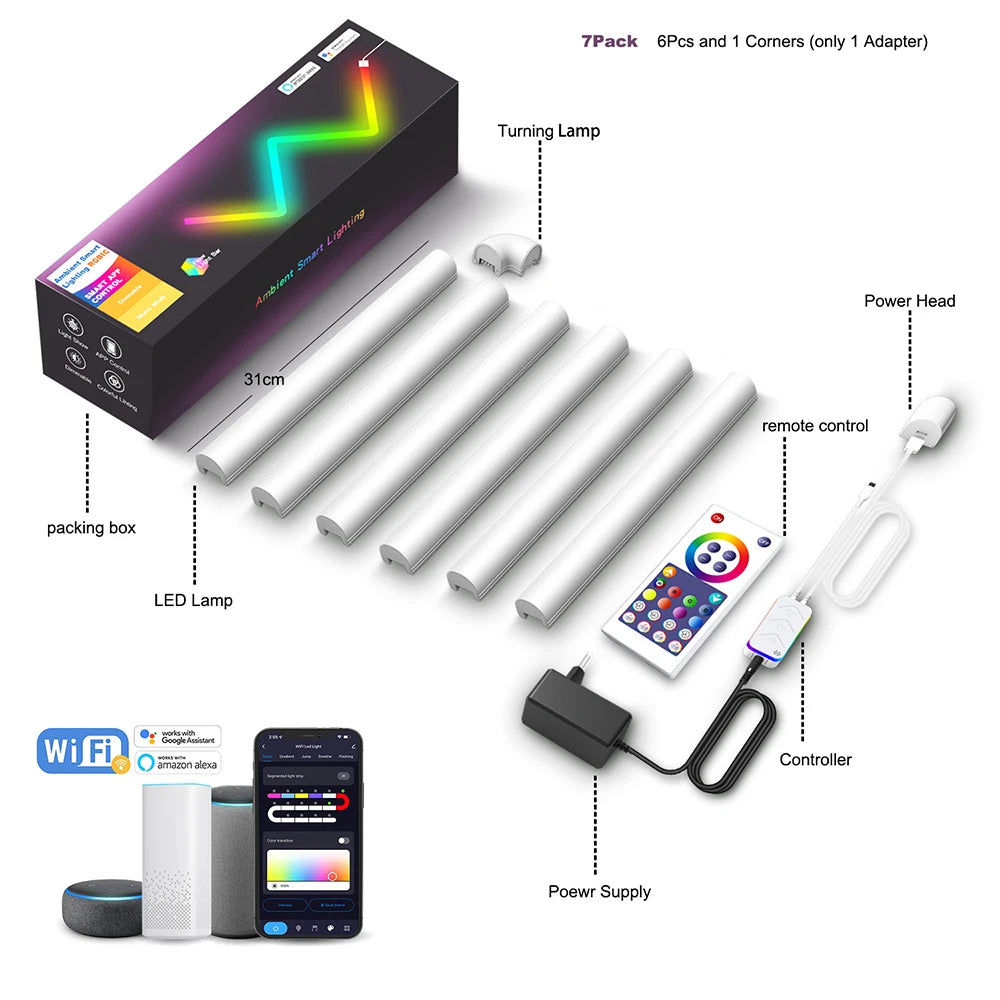Smart TuYa Wifi APP Control RGB LED Wall Lights For Gaming TV Bedroom Decoration Music Atmosphere Lamps LED Night Lights