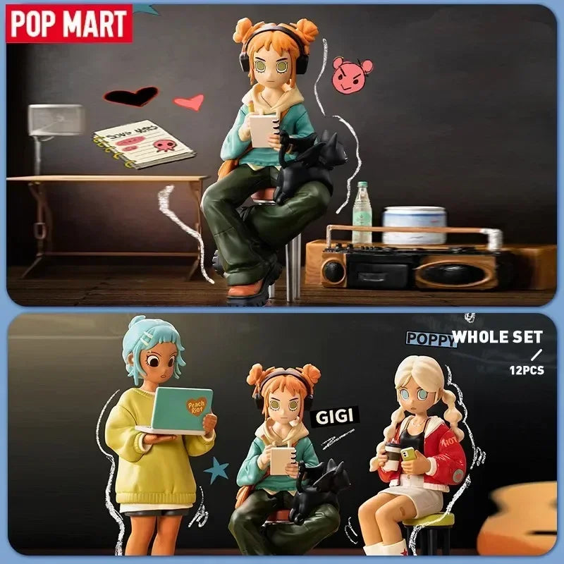 POP MART Peach Riot Rise Up Series Blind Box Toys Kawaii Anime Action Figure Surprise Desktop Ornaments Collection Dolls Gift