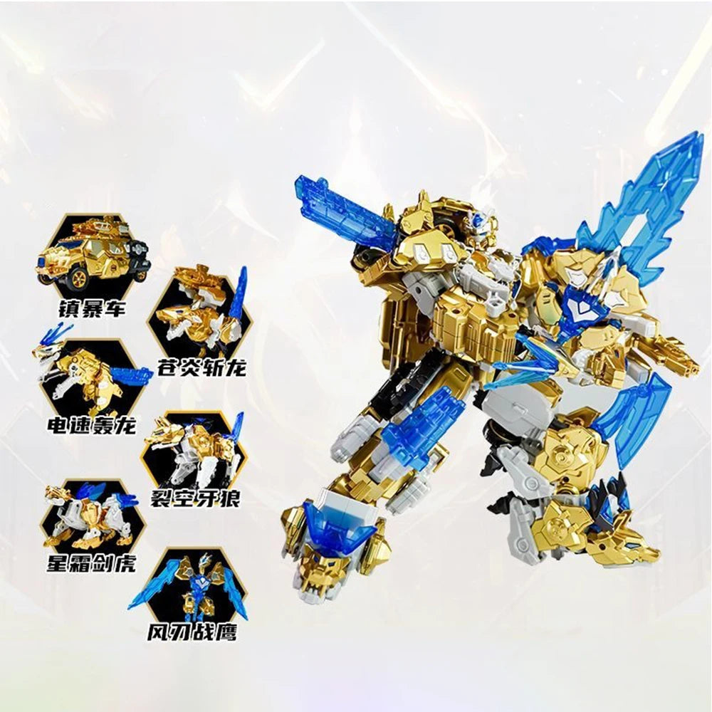 New Glory Alliance 5 Gold Transforming Robot Shapeshifting League Toys The War of Fierce Beasts Combined Deformed Vehicle Figure
