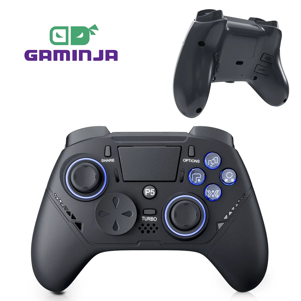 GAMINJA P516F Wired Game Controller For P5/Android/PC Transparent RGB Light Crystal Buttons Hall Sensor Joystick Ergonomic