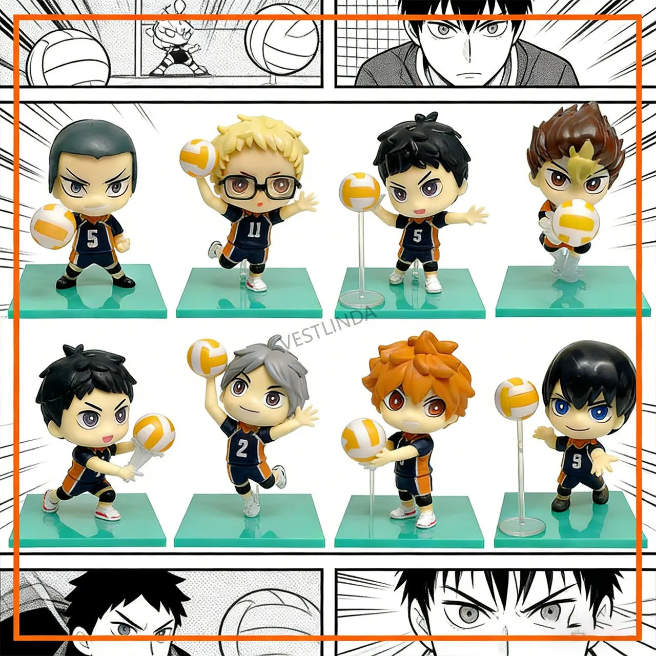 Volleyball Junior Model Decoration Multi-character Doll Q Version Collection Model Anime Desktop Decoration Christmas Toys Gift