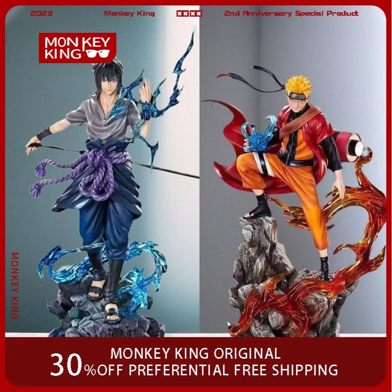 In Stock 25cm Anime Peripherals Figure Uzumaki Naruto Uchiha Sasuke Anime Model Pvc Desktop Ornament Decorations Children Toys