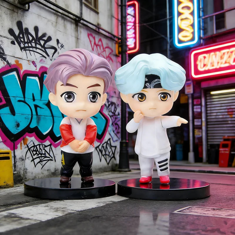 Bangtan Boys 7pcs/set Action Figures Doll Model Toy Rm Jin Suga Jhope Jimin V Jungkook Star Idol Cute Army Gift for Kids