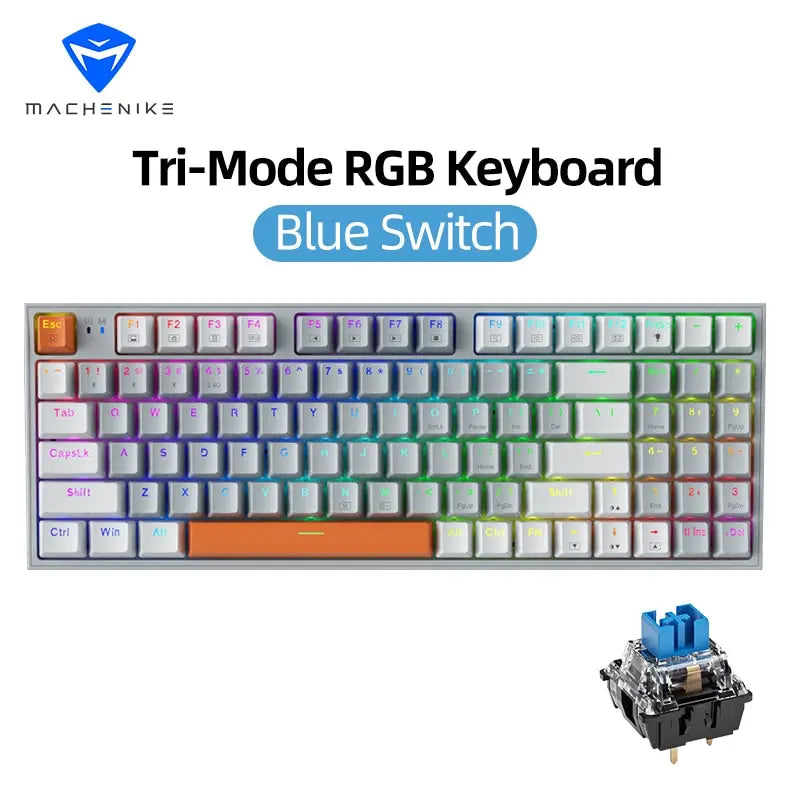 Machenike K500W Kabellose mechanische Tastatur, Hot-Swap-fähig, Tri-Mode, 94 Tasten, RGB-Gaming-Tastatur mit Hintergrundbeleuchtung für PC, Gamer, Laptop