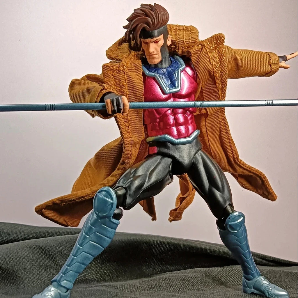 Ct Toys Marvel X-Men Gambit Action Figure By Ct Toys Mafex 131 Poseable Collectible Model With Removable Cape Staff For Display