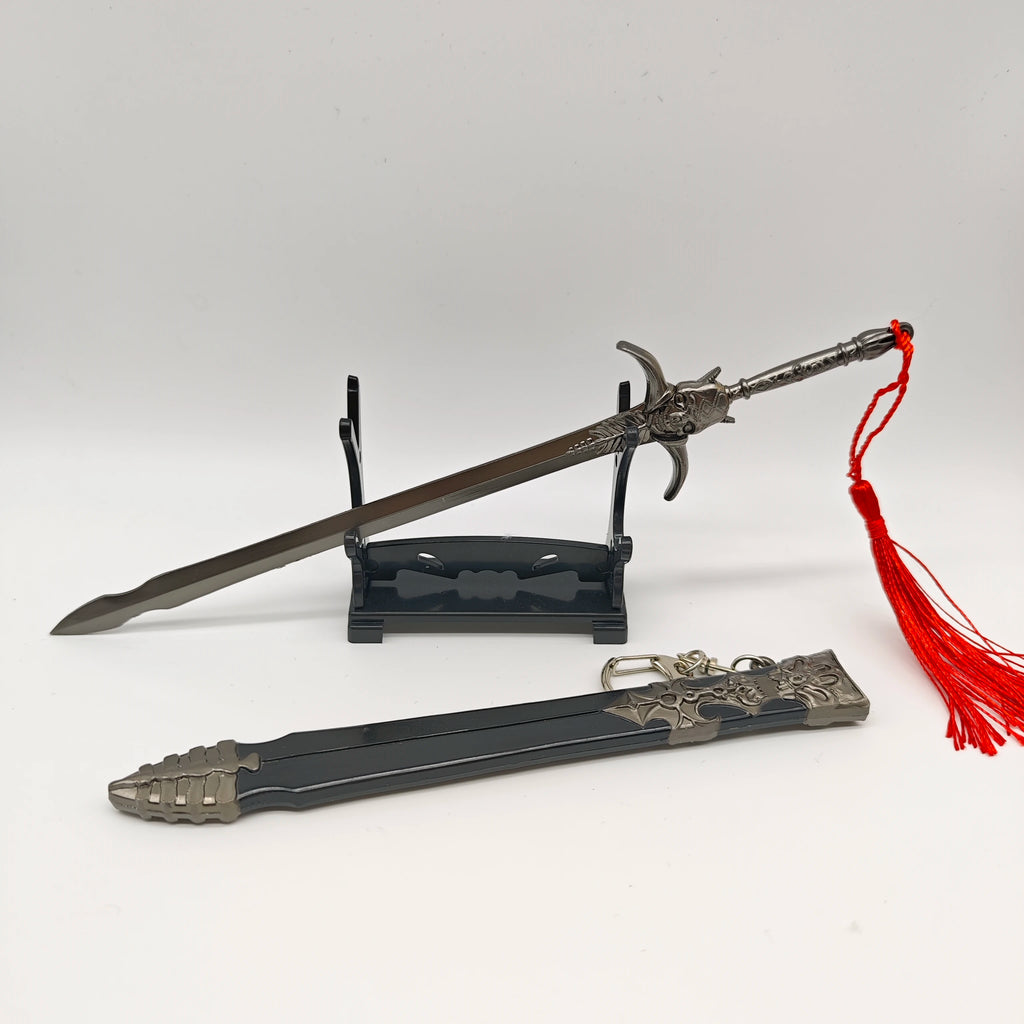 Devil May Cry 5 Spielperipheriegeräte Dantes Schwert der Rebellion Waffenmodell mit Scheide Legierung Handwerk Schlüsselanhänger Waffenornamente 22CM