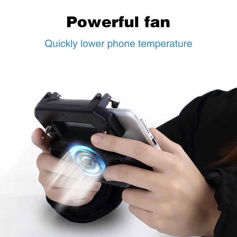 DATA FROG Gaming Grip with Portable Charger Cooling Fan for PUBG Mobile Controller L1R1 Mobile Game Trigger Joystick for Phone