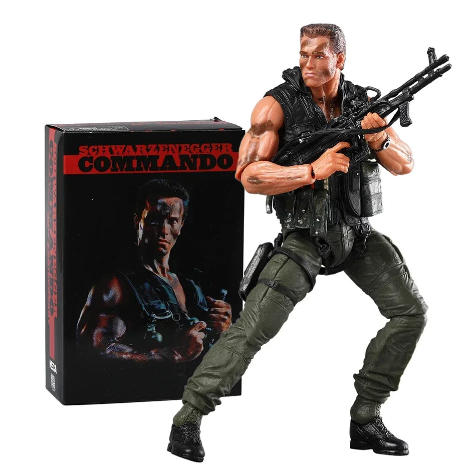NECA Commando John Matrix Schwarzenegger Action Figure with Accessories Model Ornament Toy Xmas Gift