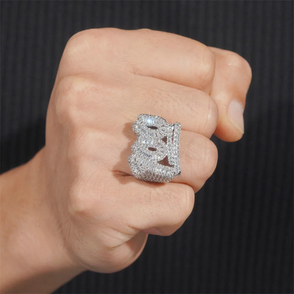 100 Points Ring Diamond Zircon Baguettes Ice Out For Men Women Fashion Bling Hip Hop Jewelry Drop Shipping