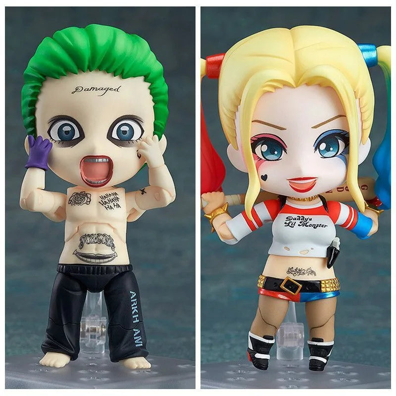 10cm Anime Harley Quinn The Joker Joints Can Move Replaceable Q Version Action Figures PVC Model Statue Desk Decoration Toy Gift