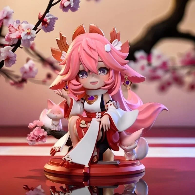 16cm Anime Game Genshin Impact Figure Q Version Yae Miko Hutao Genshin Cute Model Toy Gift Collection Action Figure Pvc Doll Toy
