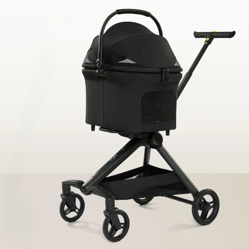 Leichter vierrädriger Haustier-Kinderwagen, faltbarer Katzen-Kinderwagen, tragbarer multifunktionaler Tragekorb, Heimtierbedarf für Reisen im Freien