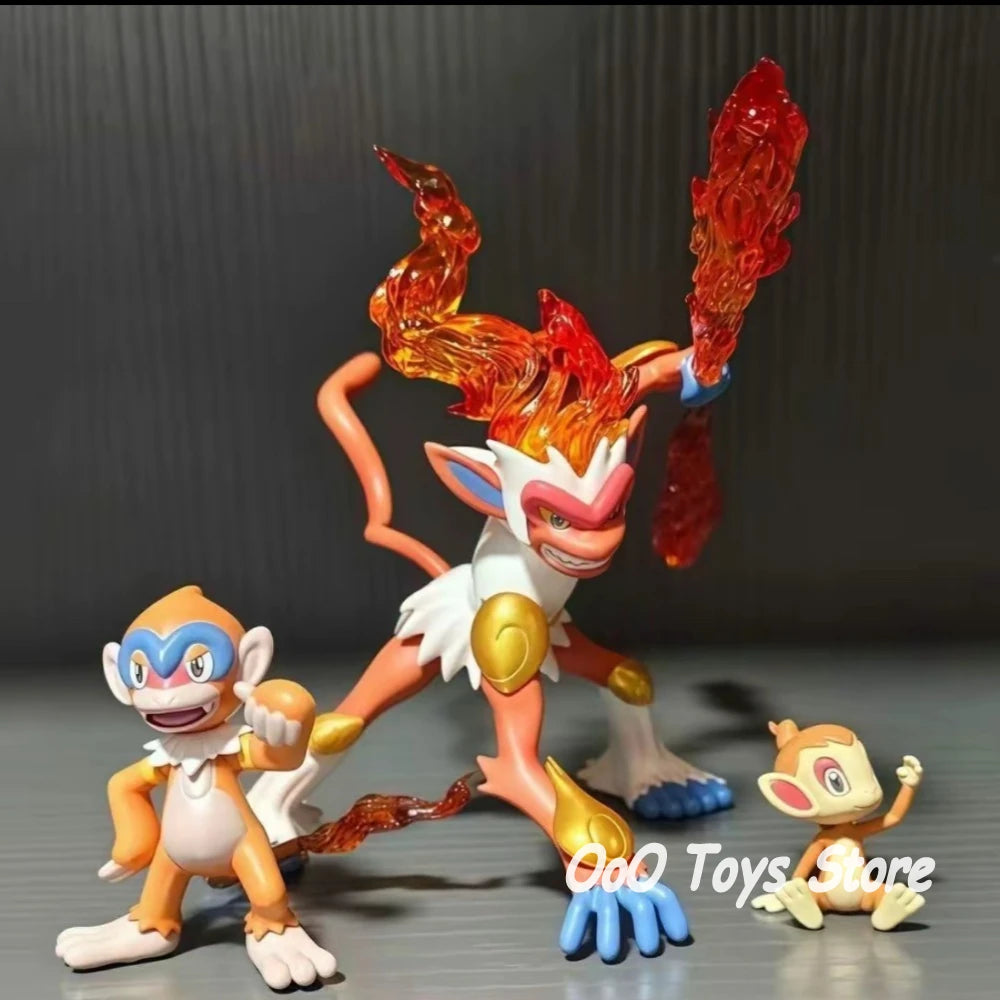 Anime Pokemon Figure Emperor Infernape Evolutionary Group Action Figures Pvc Collection Model Toys for Children Gifts 10cm