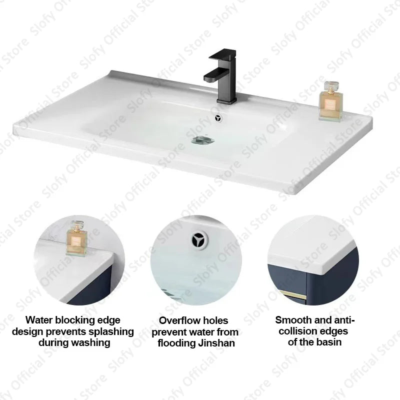 Beauty Mirror Cabinet Integrated With Artistic Ceramic Vessel Sink Multifunctional Bathroom Vanity Modern Bathrooms Furniture