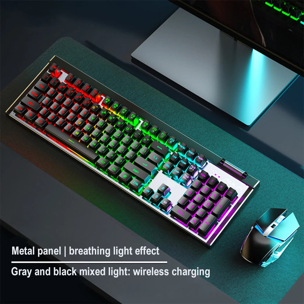 T610 Kabellose Tastatur- und Mauskombination, wiederaufladbar, für Notebook, Desktop, Büro, Heimspiele und E-Sport