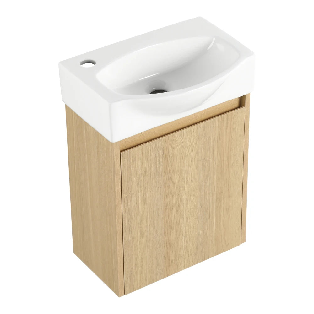 16 "Bathroom Vanity Sink Combo for Small Space, Modern Small Bathroom Vanity with Ceramic Sink, Small Bathroom Sink Cabinet Set