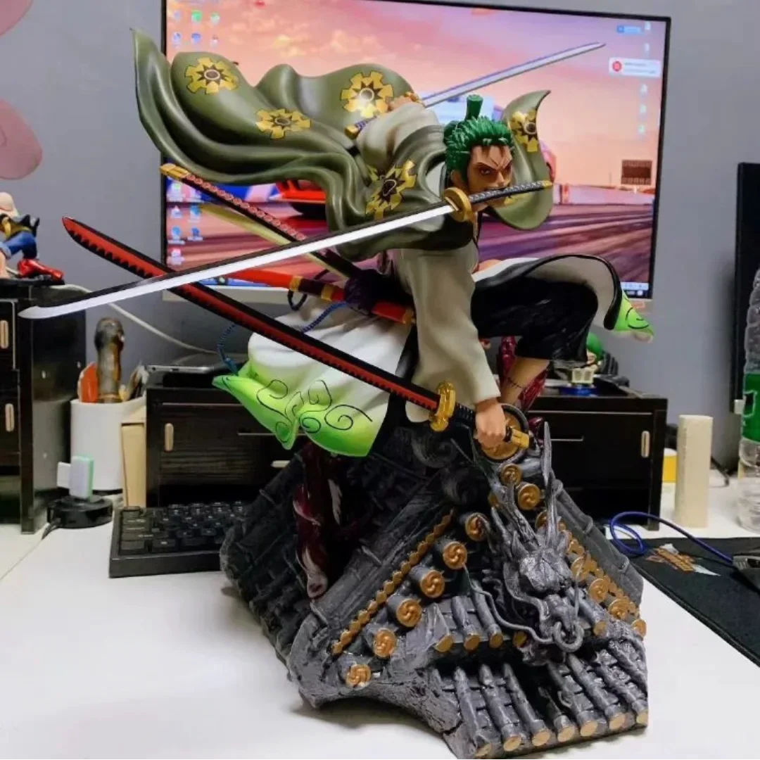 36cm Anime One Piece Figure Kimono Roronoa Zoro on the Roof Action Figure PVC Car Decoration Collection Model Kids Toy Doll Gift