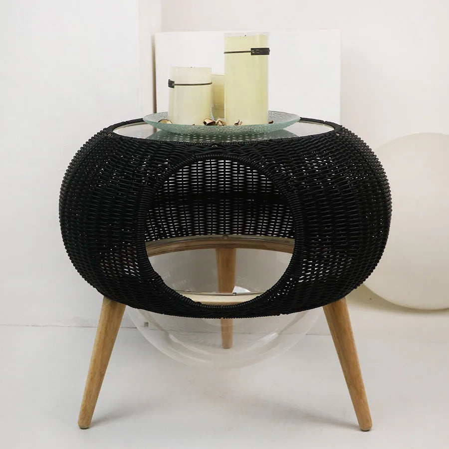 Ganzjahres-Katzenhängematte aus gewebtem Material, transparentes Katzennest mit handgefertigtem hängendem Haustierbett aus Rattan für den Innenbereich, atmungsaktiver Katzenkorb