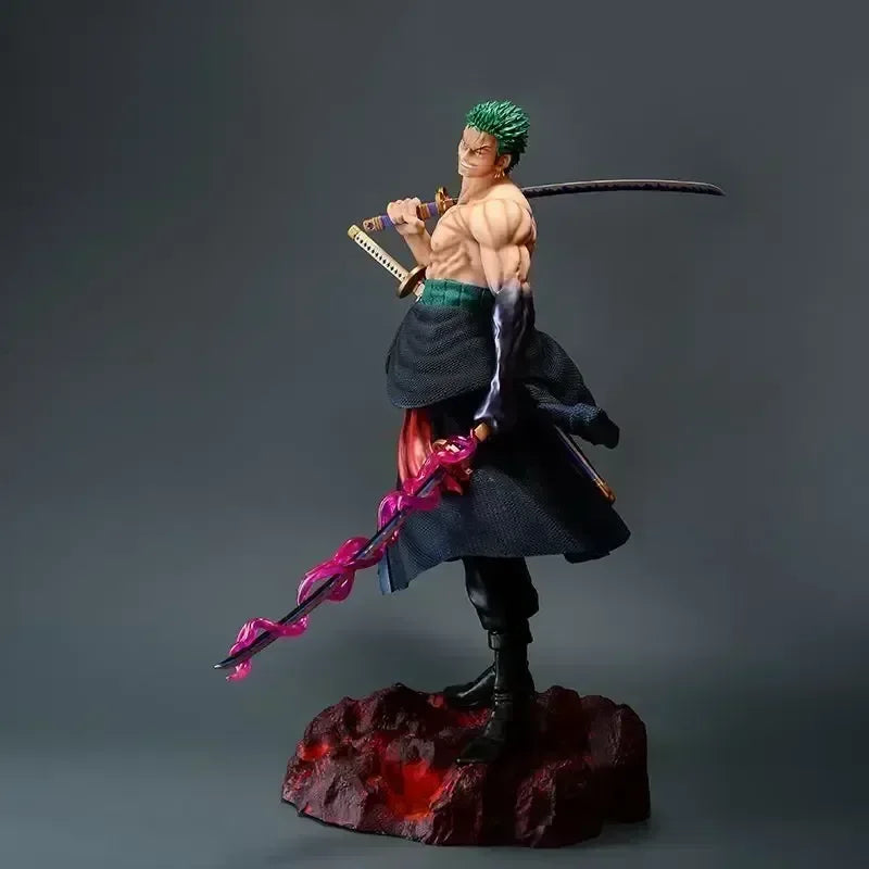 73 cm große Anime One Piece Roronoa Zoro Actionfigur aus PVC, Kampf-Statue, Roronoa Zoro Modell-Sammlerpuppe, Spielzeug für Jungen, Geschenk