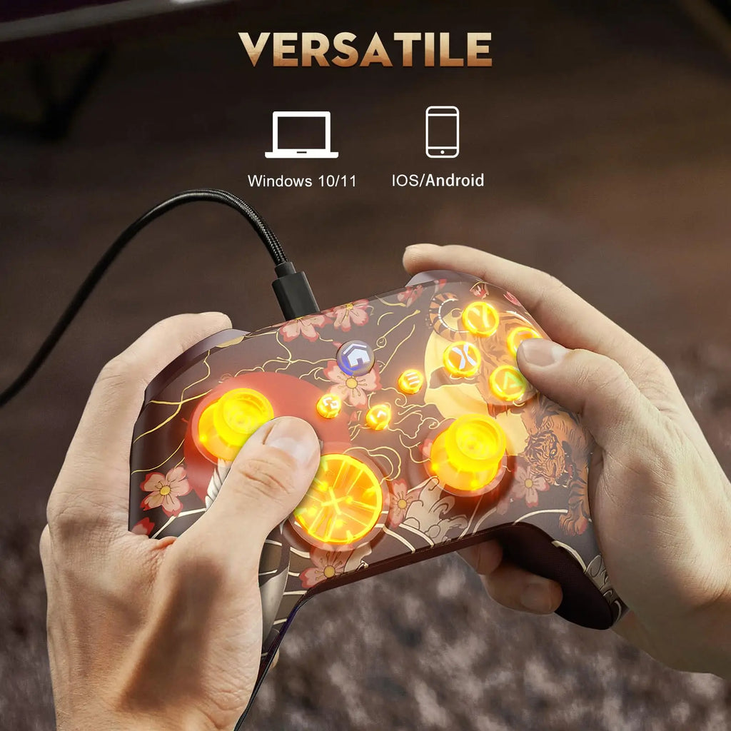 Controller For XBox One/Series S/X/PC Console Wireless Controllers Dual Vibration Hall Effect 6-Axis Gyro FUNC W/ RGB Gamepad