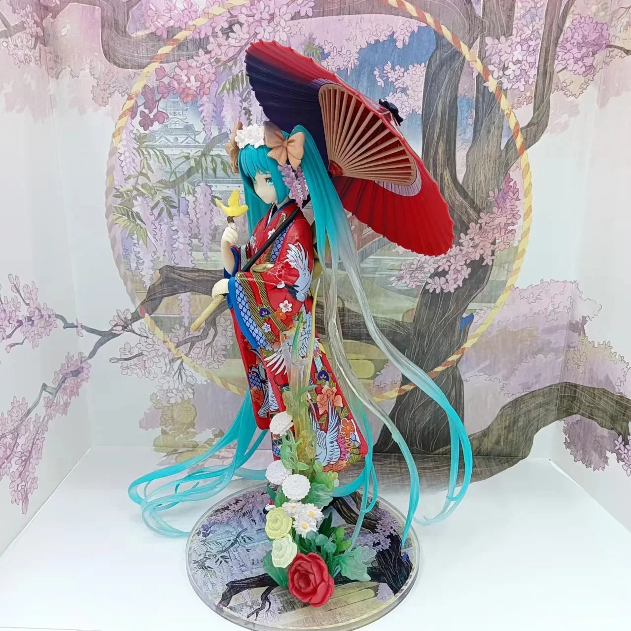 NEW bOXED Anime Hatsune Miku kimono Umbrella Beautiful girl series PVC Action figure Model toys Ornaments fans gifts
