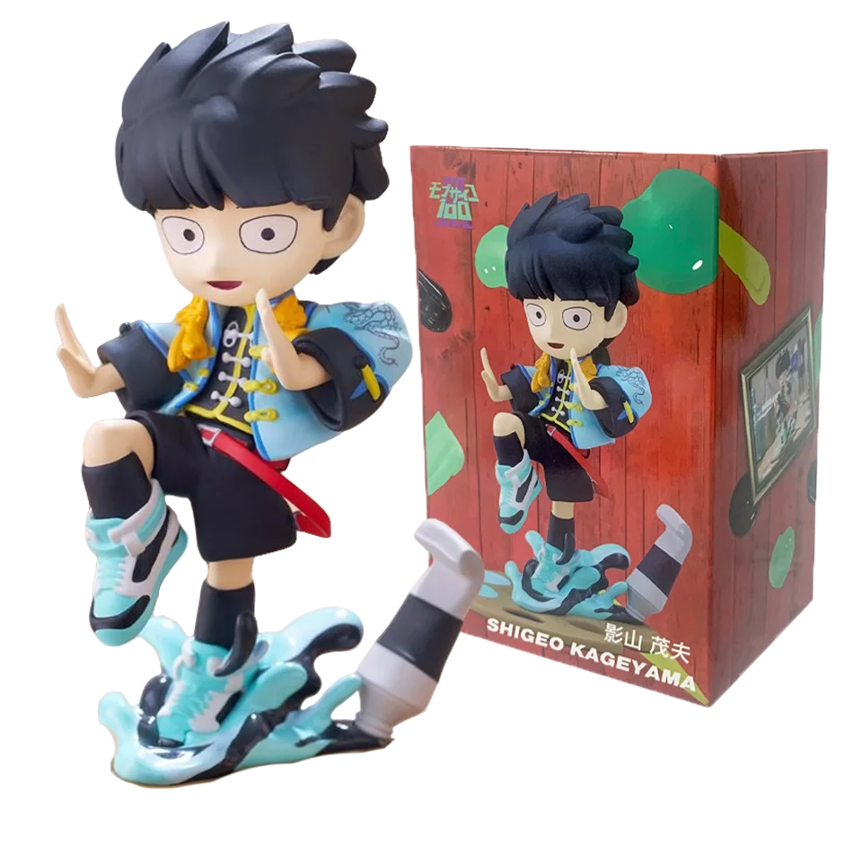 In Stock Original Mob Psycho 100 Anime Figures Gk Reigen Arataka Q Edition Kawaii Palm Series Model Doll Desktop Ornament Gifts