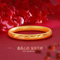 Гривна Lotus Ancient Heart Sutra за жени, 24K злато, AU999 миниатюрни златни мъниста с верижка тип „лотус“ и ролка Sutra