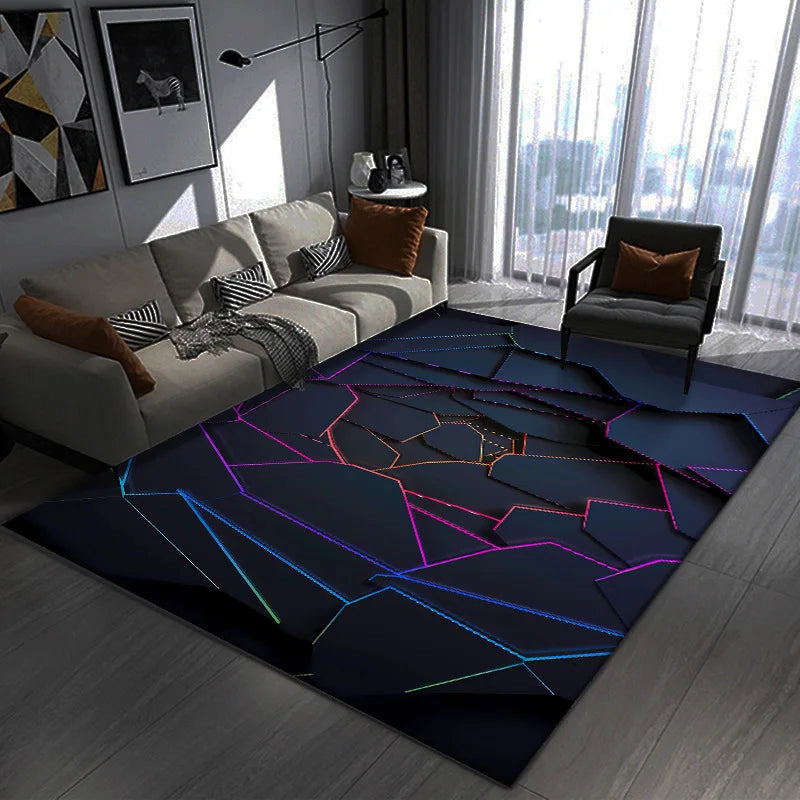 VIKAMA Dazzling 3D Visual Geometry Pattern Large Area Full Carpet Bedroom Gaming Gaming Room Decorative Carpet