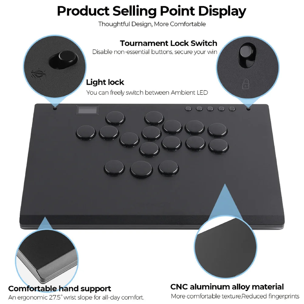 Haute42 Aluminium Alloy Hitbox Leverless Controller Stickless Arcade Stick For PC/ Ps4 / ps5/Steam Hitbox Fighting Controller