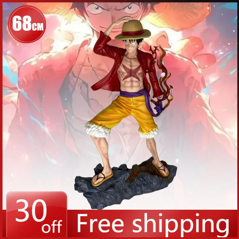 68 cm große ONE PIECE Figur Monkey D. Luffy, extra große Anime-Sammlerfigur, Schreibtischdekoration, Weihnachtsgeschenk, Kinderspielzeug