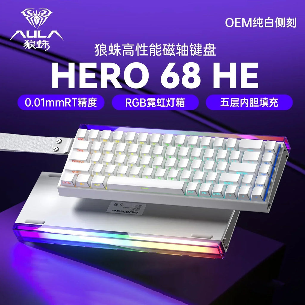 AULA Hero 68HE Mechanische Tastatur mit Magnetschalter, E-Sport, 8K RGB, Hot-Swap, kabelgebunden, PC-Gaming, individuelle Tastatur, Zubehör, Geschenke