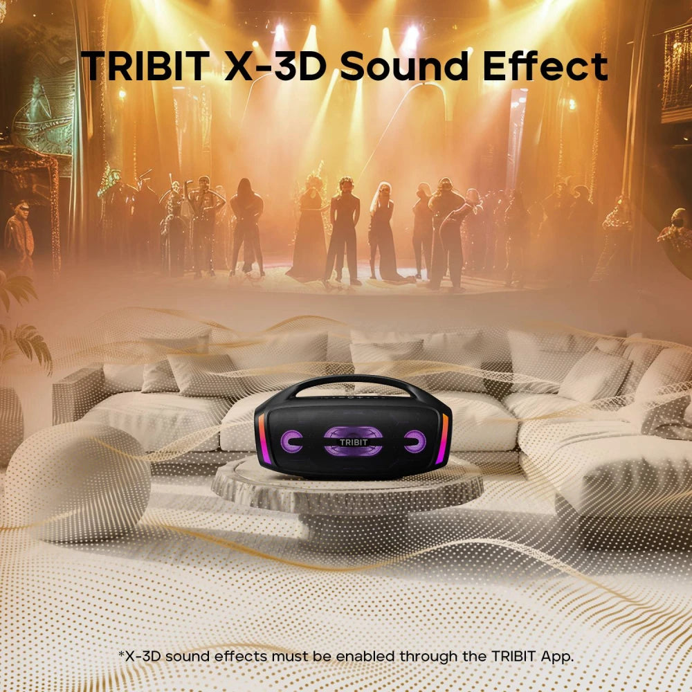 TRIBIT StormBox Blast 2 Bluetooth високоговорител, 200W мощност със субуфер, външен, IP67 парти високоговорител, 30 часа време на възпроизвеждане, LED, микрофонен вход