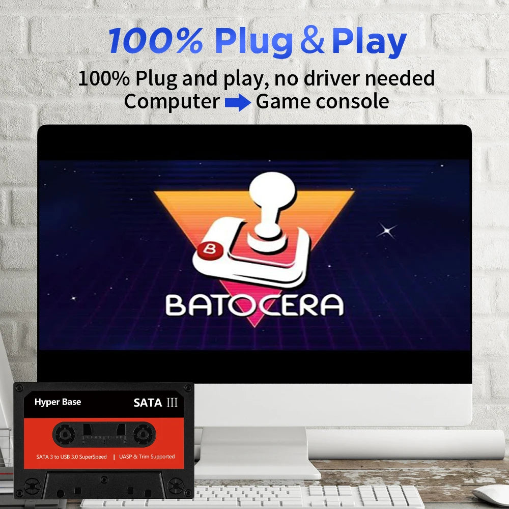 Batocera 35.linux 500G External HDD Game Hard Drive Disk Game Consoles 48000+Games For PSP/MAME/N64/DC/3DO/NES for PC/Laptop/Mac