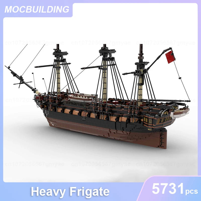 Heavy Frigate Model MOC Building Blocks DIY Assemble Bricks Military Transportation Educational Creative Xmas Toys Gifts 5731PCS