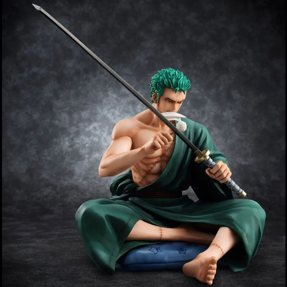 Anime One Piece Roronoa Zoro Figure New World Knife Sitting Action Figurine PVC Model Decoration Statues Doll Toy Gift