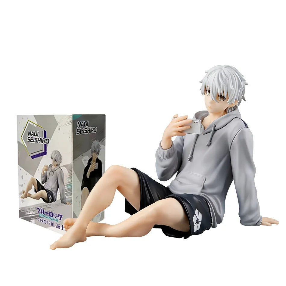 9cm Anime Merch BLUE LOCK Action Figures Nagi Seishiro Repaint Ver. Sitting Figurine PVC Collectible Model Kids Doll Toys Gift