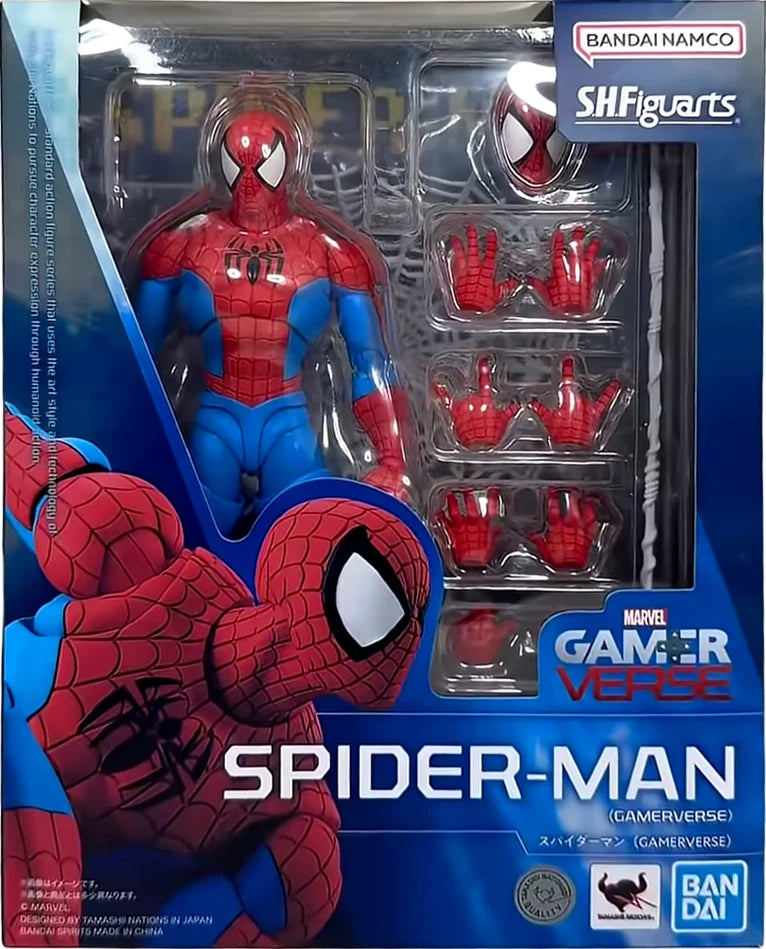 Bandai S.H.Figuarts Marvel Spider-Man Gamerverse Action Figure 155Mm ABS PVC Toy with Web Shield Spider-Sense Effects In Stock
