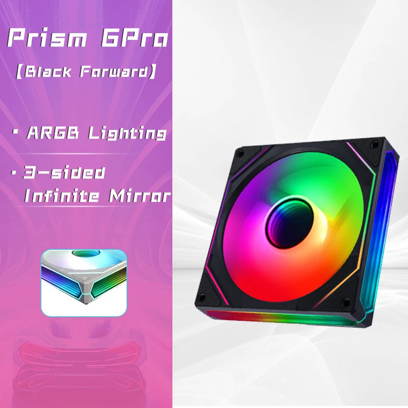 120mm ARGB CPU Fan - 3-Sided Infinite Mirror Lighting, 5V 3-Pin Cooling Fan for Gaming PC - Jungle Leopard Prism 6 Pro