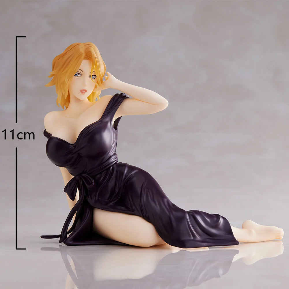 Anime Figur Matsumoto Rangiku Inoue Orihime Schwarzes Nachthemd sitzende Actionfigur PVC Modell Spielzeug Erwachsenensammlung Statue Geschenk