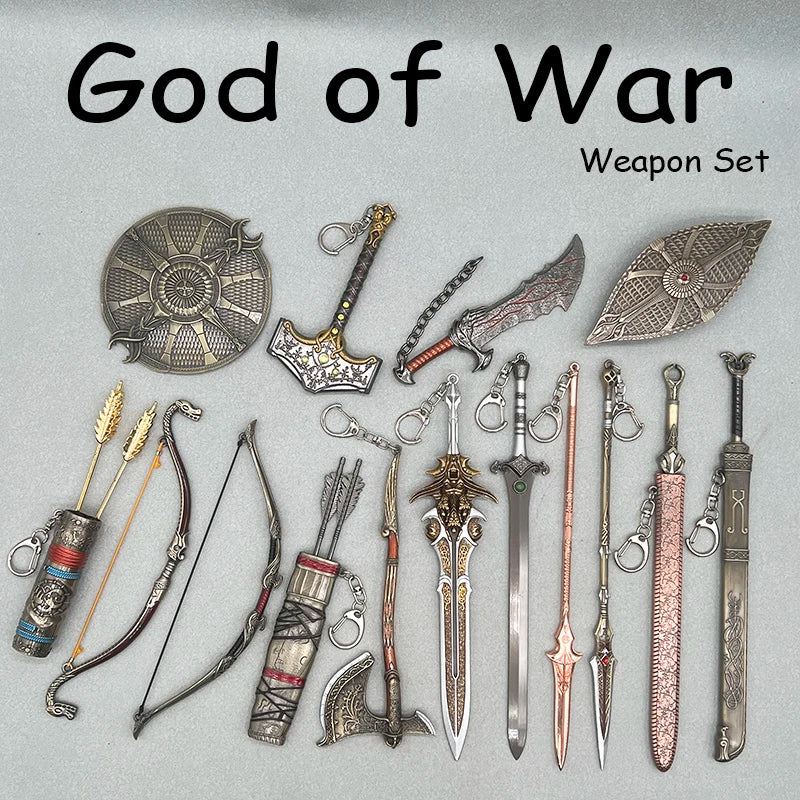 Mini Kratos Sword Key Chain Pendant For Men God of War 9cm Blades of Chaos Tiny Weapon Key Ring with Stand Accessories Keychain