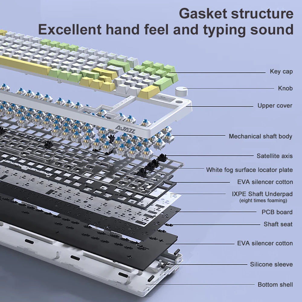 AJAZZ AK992 Mechanische Gaming-Tastatur RGB 100 Tasten Hot-Swap-Tastatur 5.0 Bluetooth Wireless 2.4G USB für PC Gamer Desktop