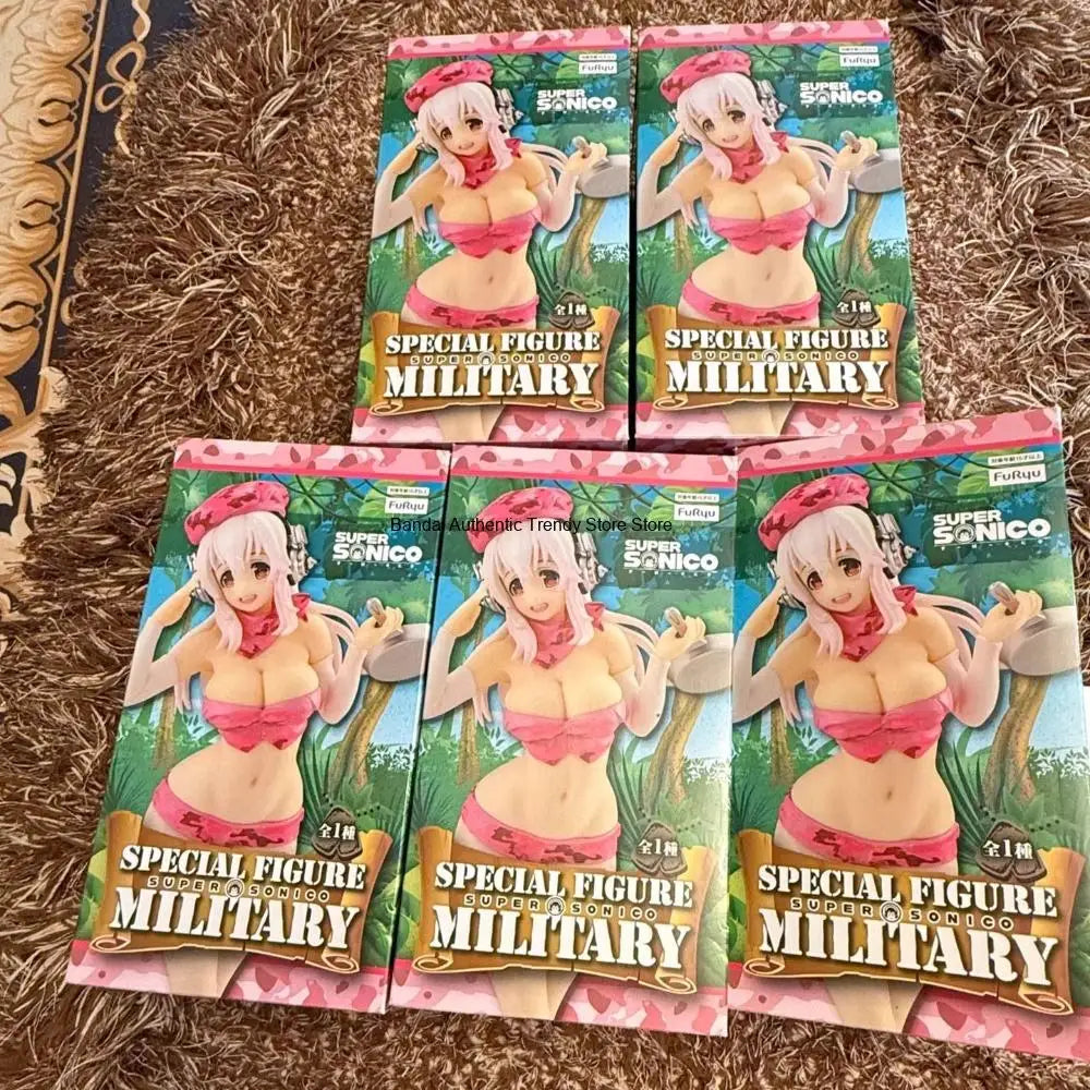 In Stock FuRyu Original Genuine Special Figure Super Sonico Military Nomal Color 18cm Sexy Collections Model Toy Figures Gift