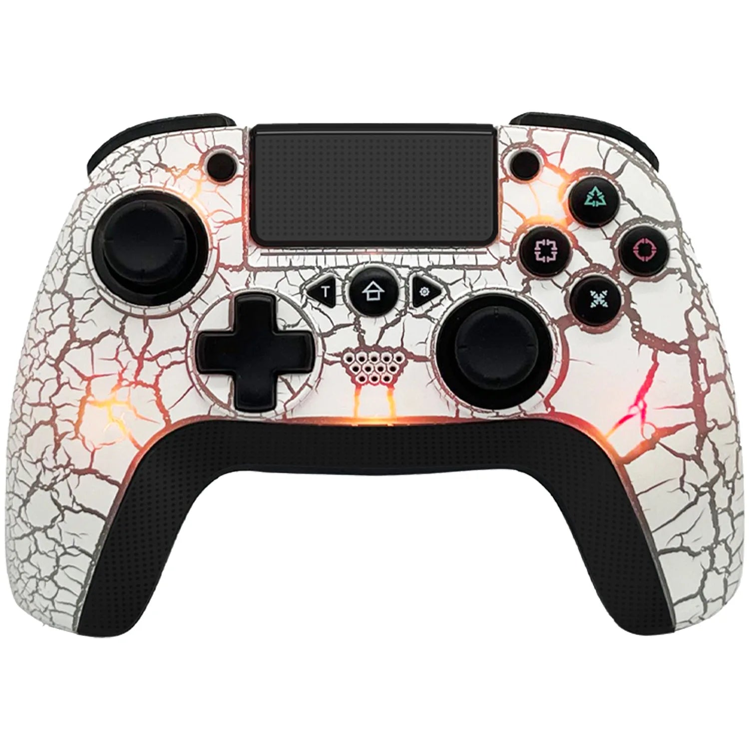 NEW Q600 Wireless Controller for PS4, Wireless Remote Gamepad with Unique Cracked Design/8 Adjustable LED Colors