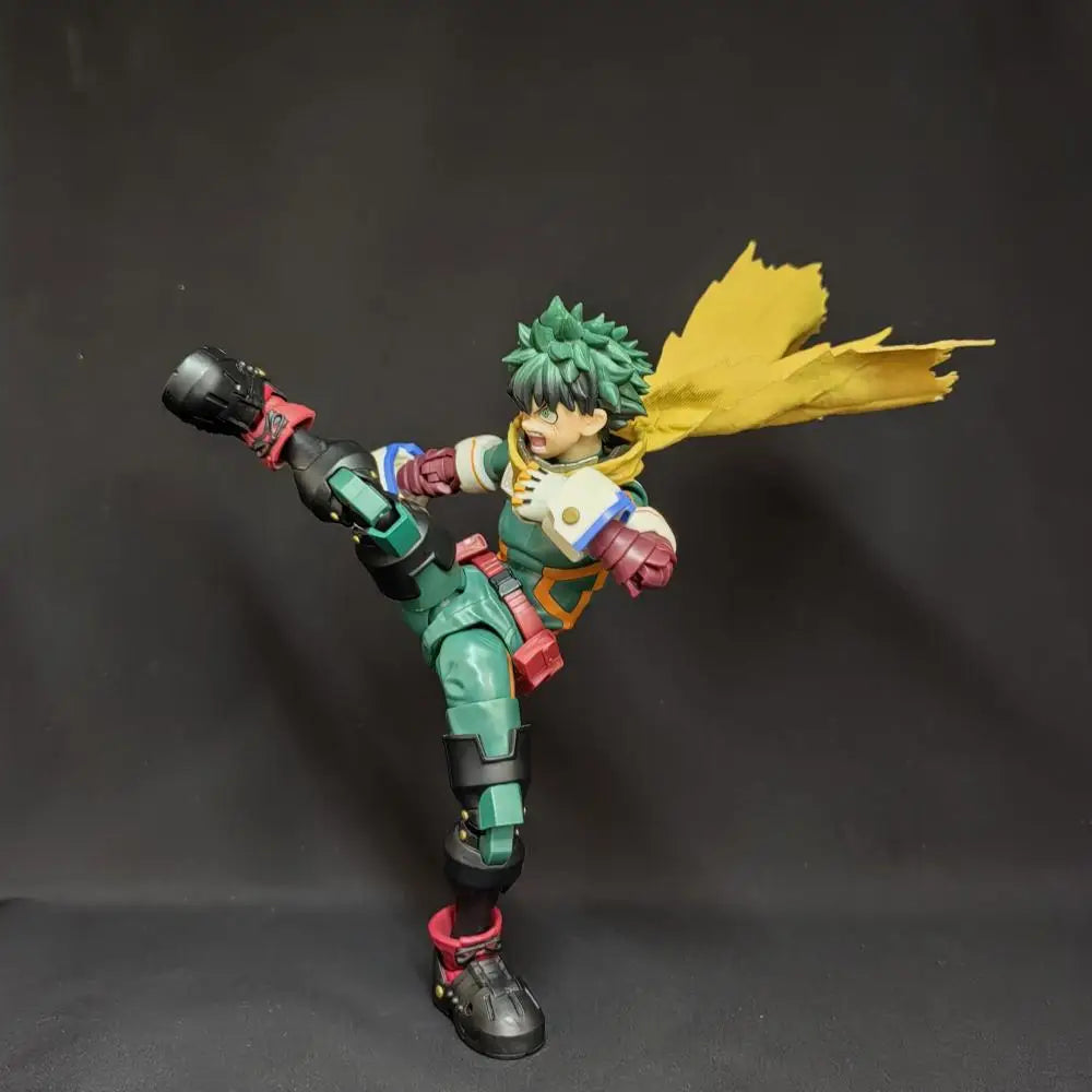 My Hero Academia SHF Anime NEW Handmade Midoriya Izuku Yellow cloak clothes Built In Iron Wire Is Suitable for 1/12 Toys