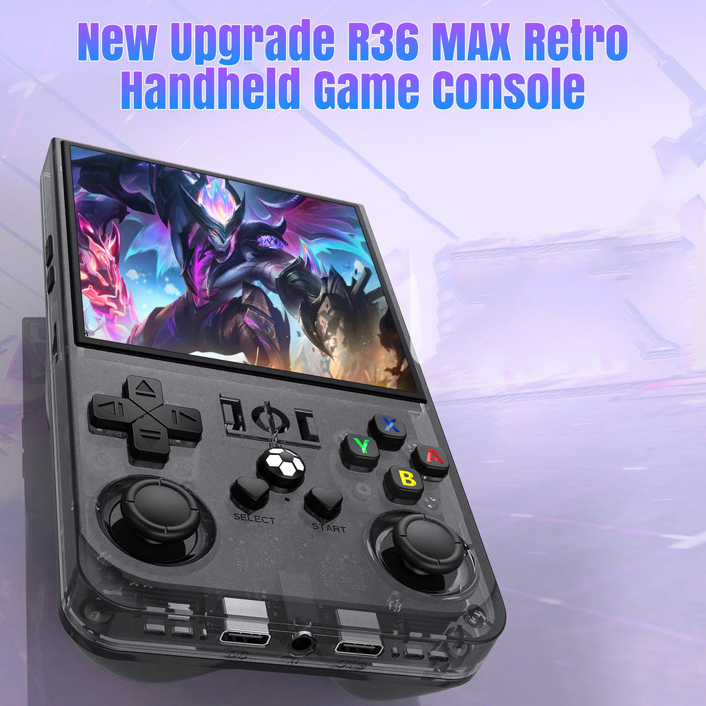 Open Source R36Max Newest Handheld Game Console Portable Hand Held 4.0-in 4k HD IPS Screen Large Battery