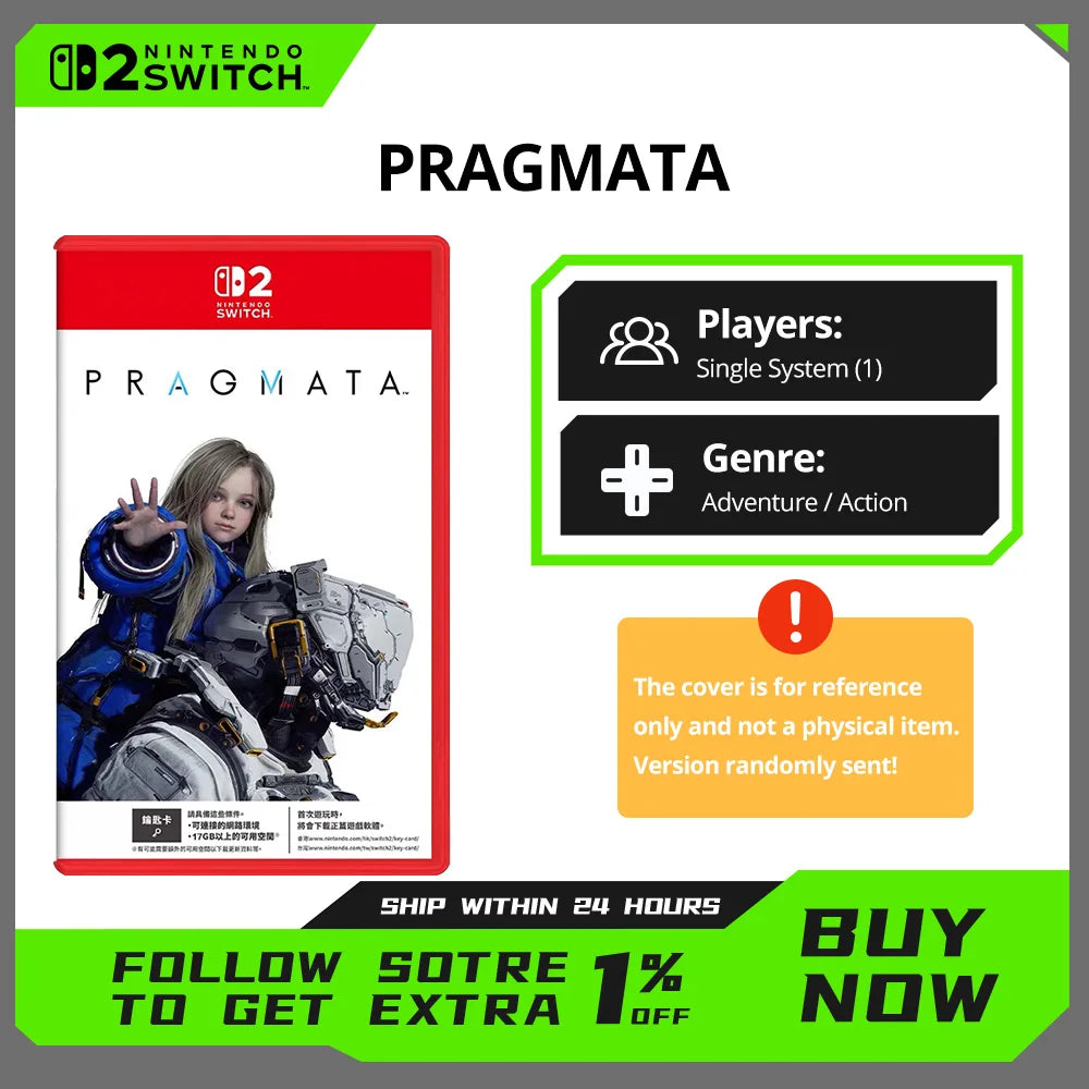 Nintendo Switch 2 Game Deals - PRAGMATA - NS2 Games Cartridge Physical Card Support TV Tabletop Handheld Mode