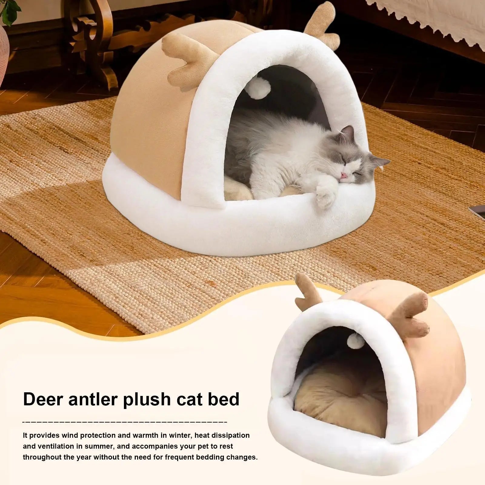 Cat Bed Warm Pet House Kitten Cave Cushion Cat House Warm Sleeping Dog Basket Tent Small Dog Mat Supplies Bed For Cats