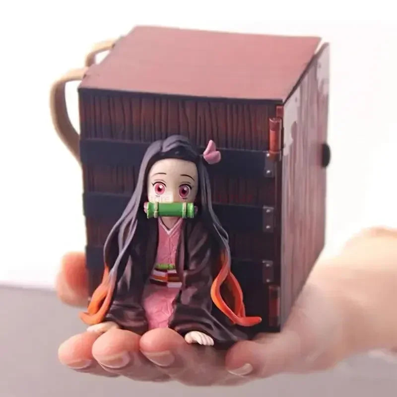 Neue 22 cm große Anime-Actionfiguren: Demon Slayer Kimetsu No Yaiba Kamado Nezuko Popcorn Bucket PVC-Sammlerstück, Deko-Modelle, Spielzeug, Geschenke